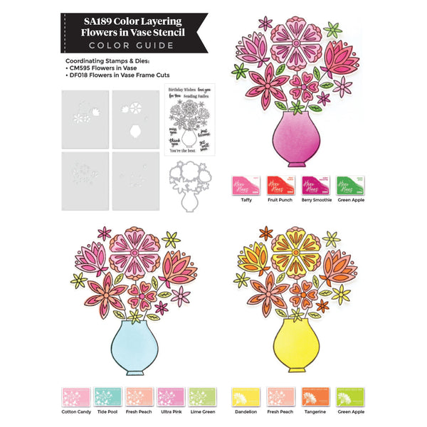 Hero Arts Color Layering Flowers in Vase Stencils