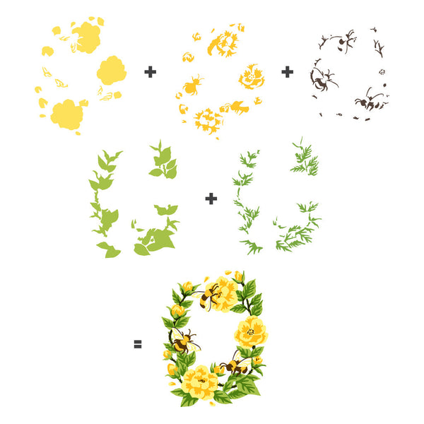 Hero Arts Color Layering Bee Florals Stencils