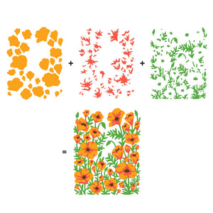 Hero Arts Color Layering Golden Poppies Stencils
