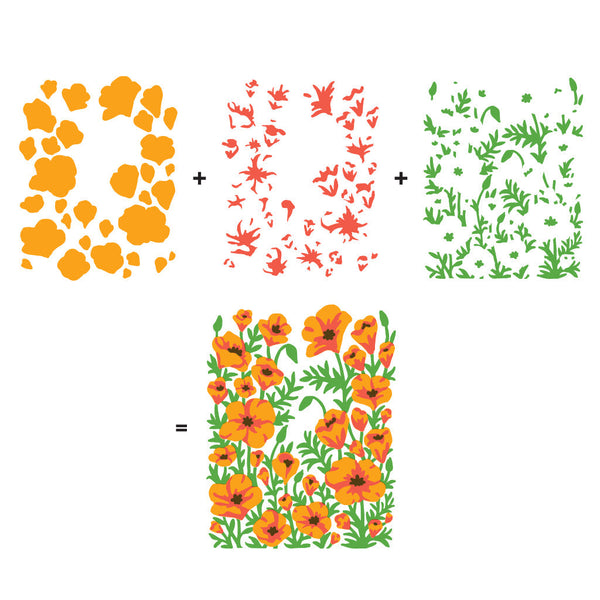 Hero Arts Color Layering Golden Poppies Stencils