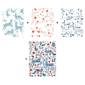 Hero Arts Color Layering Folk Winter Animals Stencils