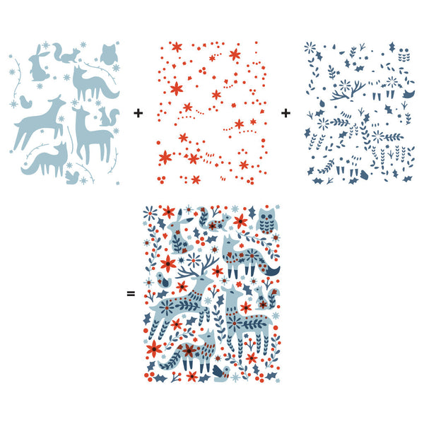 Hero Arts Color Layering Folk Winter Animals Stencils