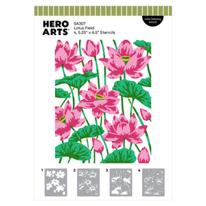 Hero Arts Lotus Field LetterPress + Foil Plate & Stencil Bundle
