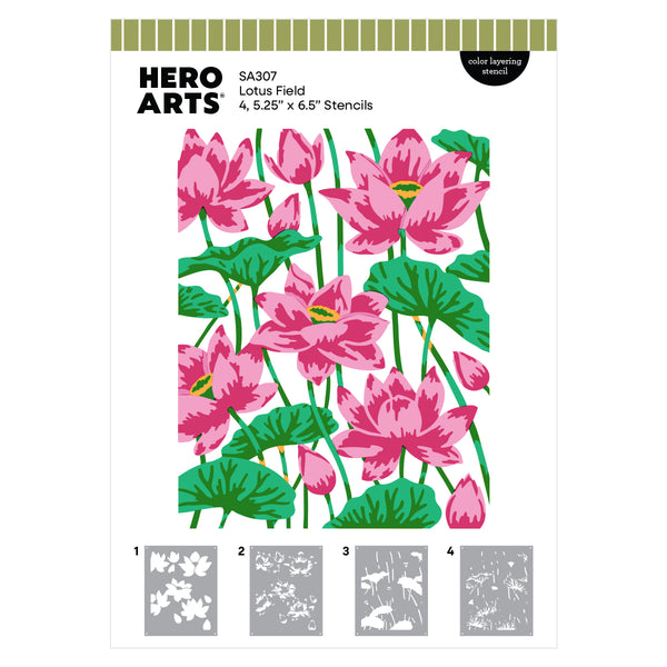 Hero Arts Lotus Field LetterPress + Foil Plate & Stencil Bundle