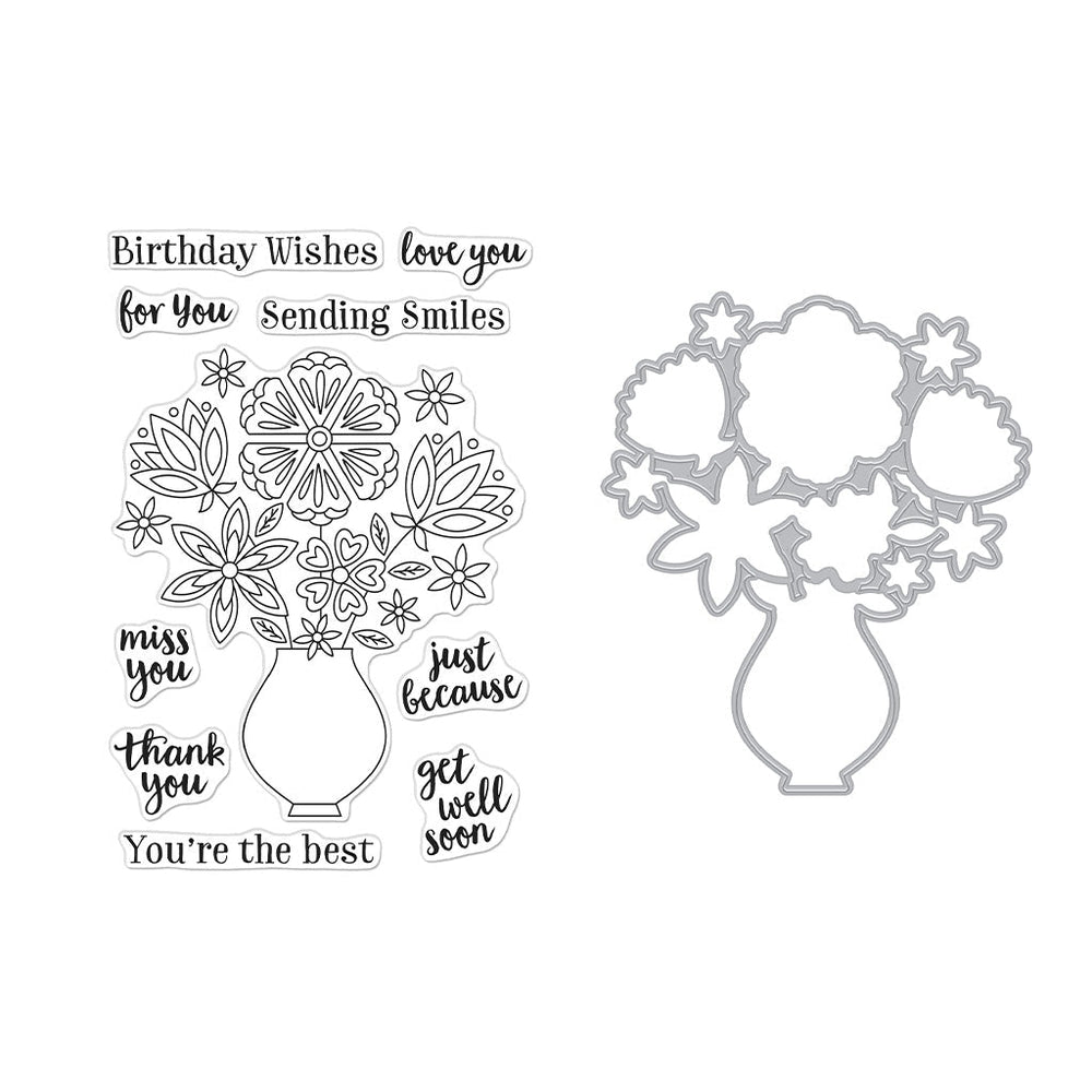 Hero Arts Flowers in Vase Stamps & Dies Bundle