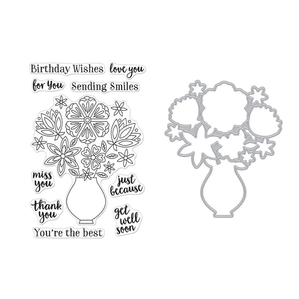 Hero Arts Flowers in Vase Stamps & Dies Bundle