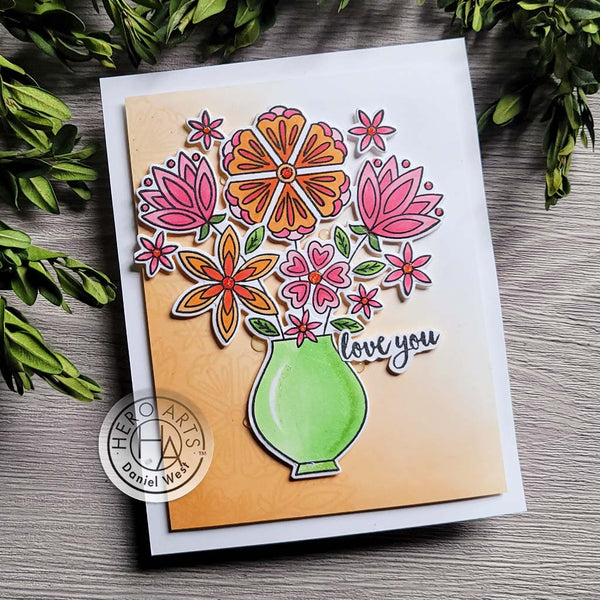 Hero Arts Flowers in Vase Stamps & Dies Bundle