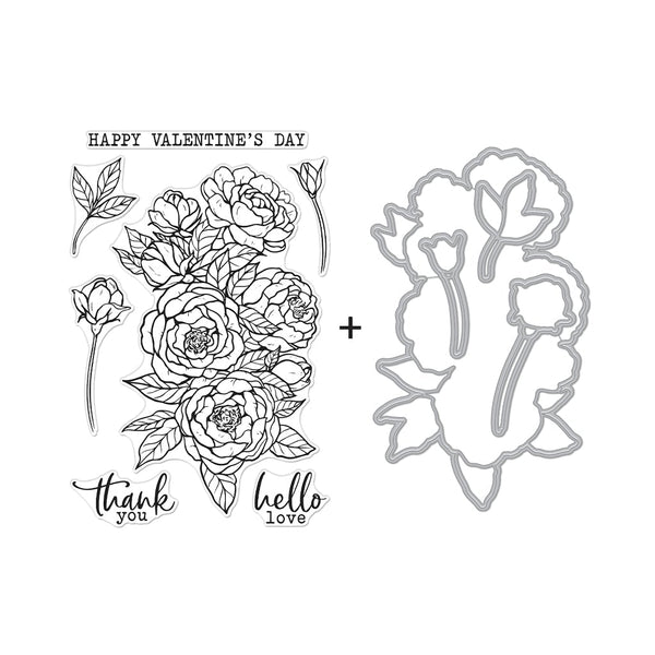 Hero Arts Peonies Bunch Stamps & Dies Bundle