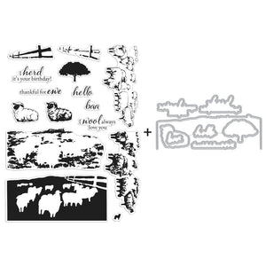 Hero Arts Sheep Herd HeroScape Stamps & Dies Bundle