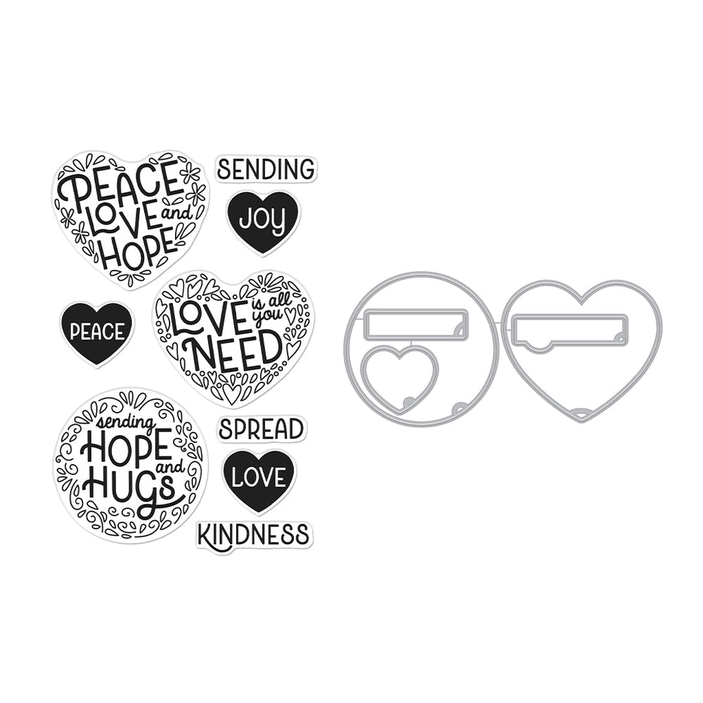 Hero Arts Peace & Love Stamps & Dies Bundle