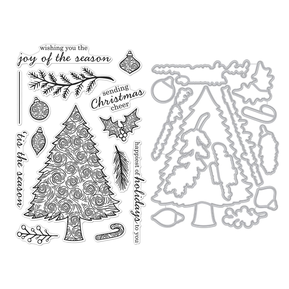 Hero Arts Swirly Christmas Tree Stamps & Dies Bundle