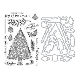 Hero Arts Swirly Christmas Tree Stamps & Dies Bundle