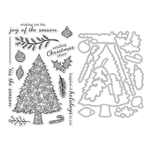 Hero Arts Swirly Christmas Tree Stamps & Dies Bundle