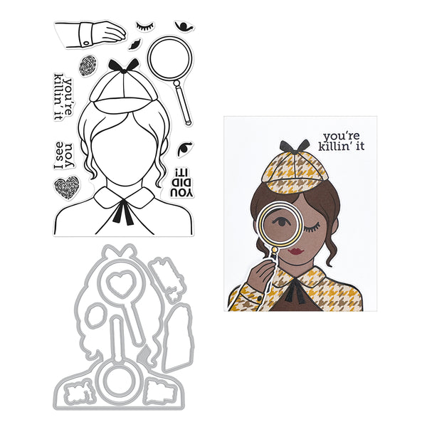 Hero Arts Miss Detective Stamp & Cut Set from the Case Closed Collection