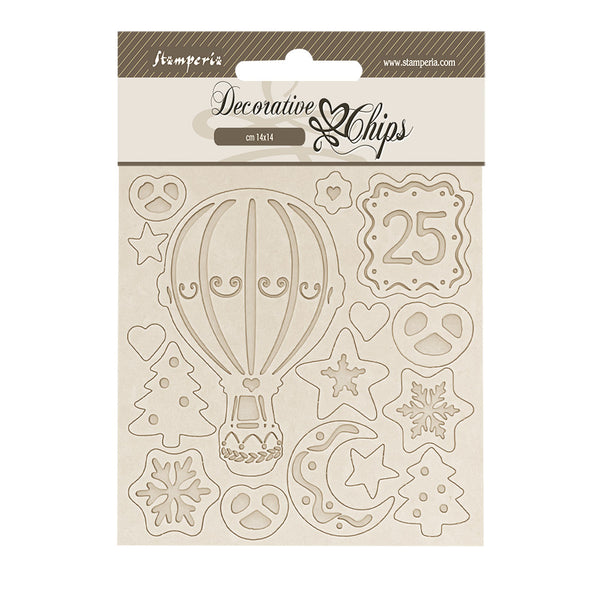 Stamperia Candy Christmas Hot-Air Balloons Decorative Chips