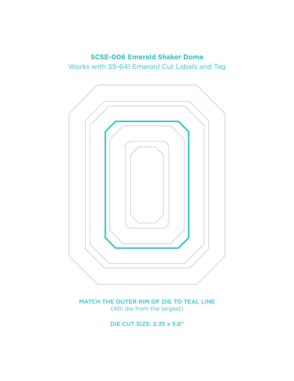 Emerald Cut Shaker Dome - 6 Pack