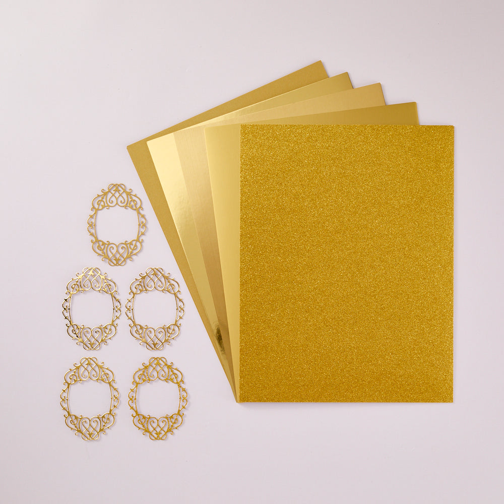 Gold Assortment Treasured Cardstock  8 1/2" x 11 -15 Pack