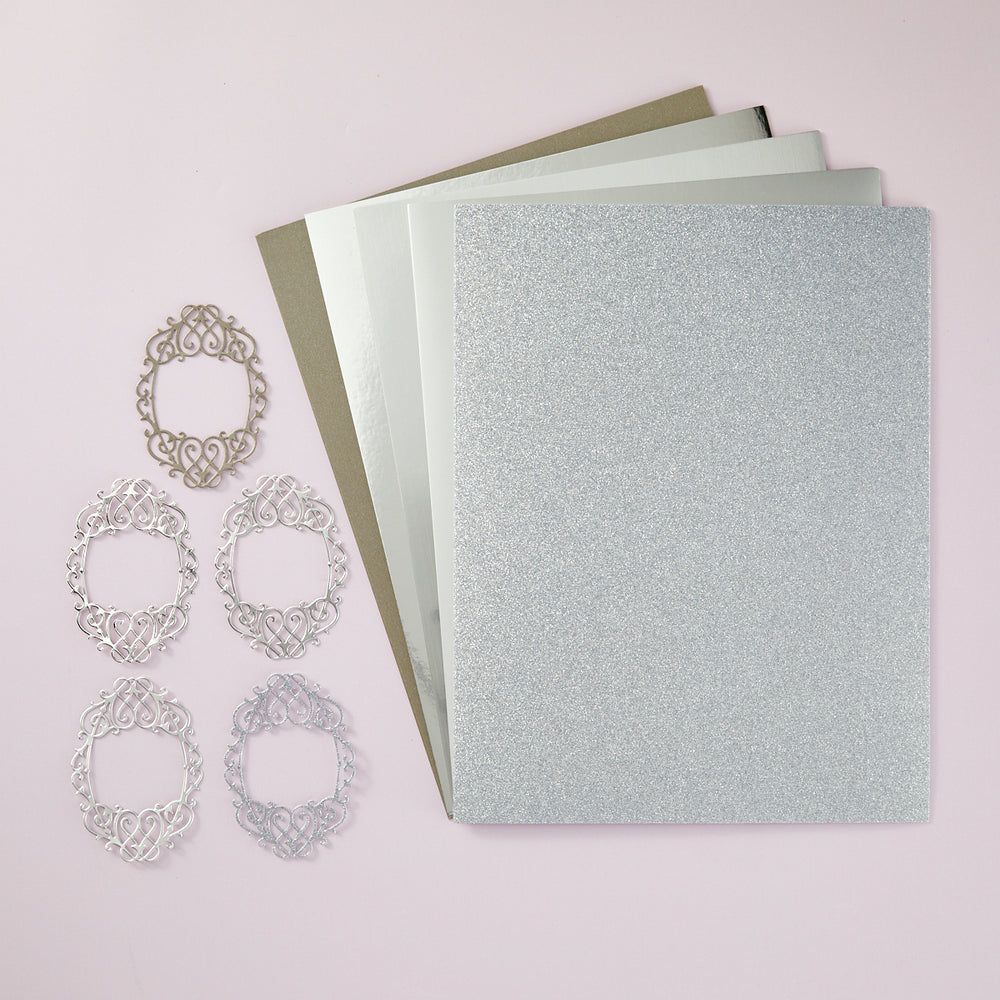Silver Assortment Treasured Cardstock  8 1/2" x 11 -15 Pack