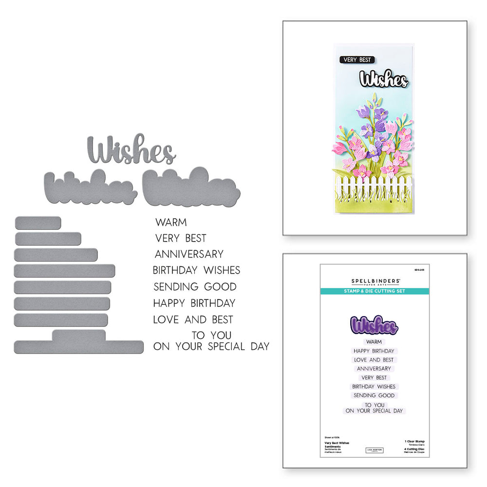 Very Best Wishes Sentiments Clear Stamp & Die Set by Lisa Horton