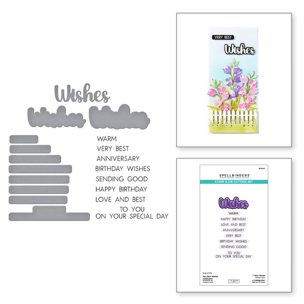 Very Best Wishes Sentiments Clear Stamp & Die Set by Lisa Horton