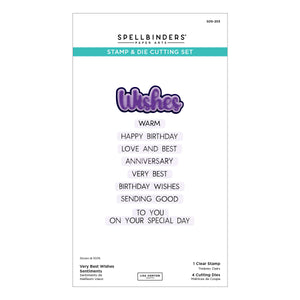 Very Best Wishes Sentiments Clear Stamp & Die Set by Lisa Horton