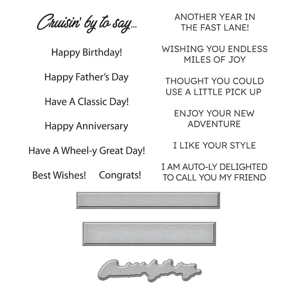 Cruisin' By Sentiments Clear Stamp & Die Set by Mindy Eggen