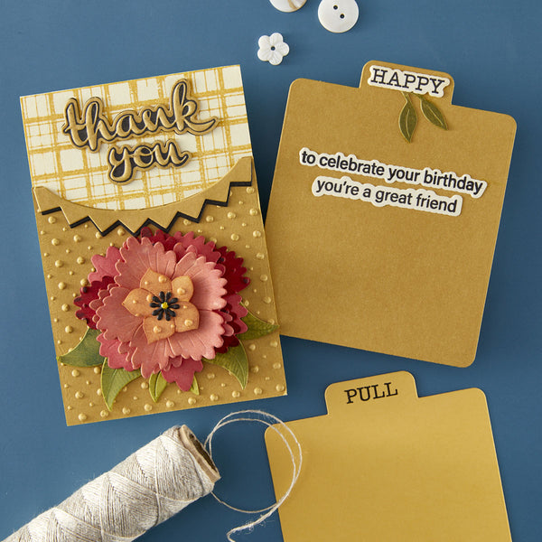 Tabbed In & Out Sentiments Clear Stamp & Die Set by Wendy Vecchi