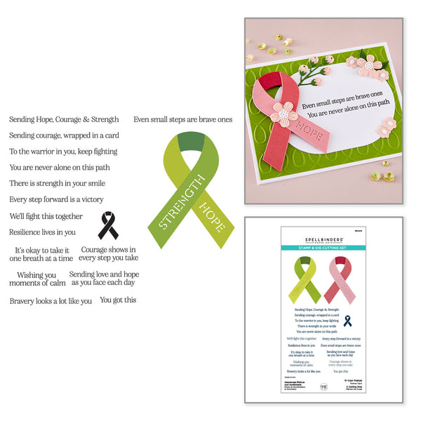 Awareness Ribbon and Sentiments Stamp & Die Set by Sheri Ballantyne