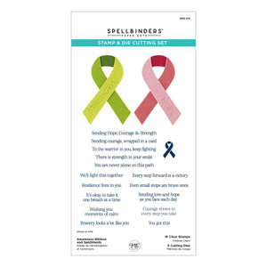 Awareness Ribbon and Sentiments Stamp & Die Set by Sheri Ballantyne