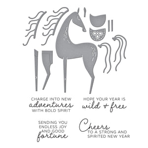 Good Fortune Horse Clear Stamp & Die Set
