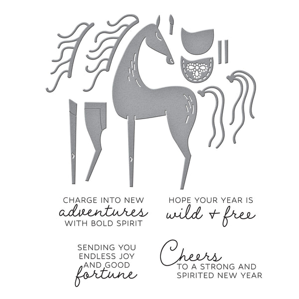Good Fortune Horse Clear Stamp & Die Set