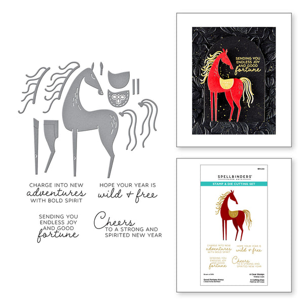 Good Fortune Horse Clear Stamp & Die Set
