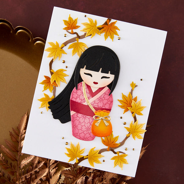 Autumn Kokeshi Dolls Stamp & Die Set by Alex Syberia