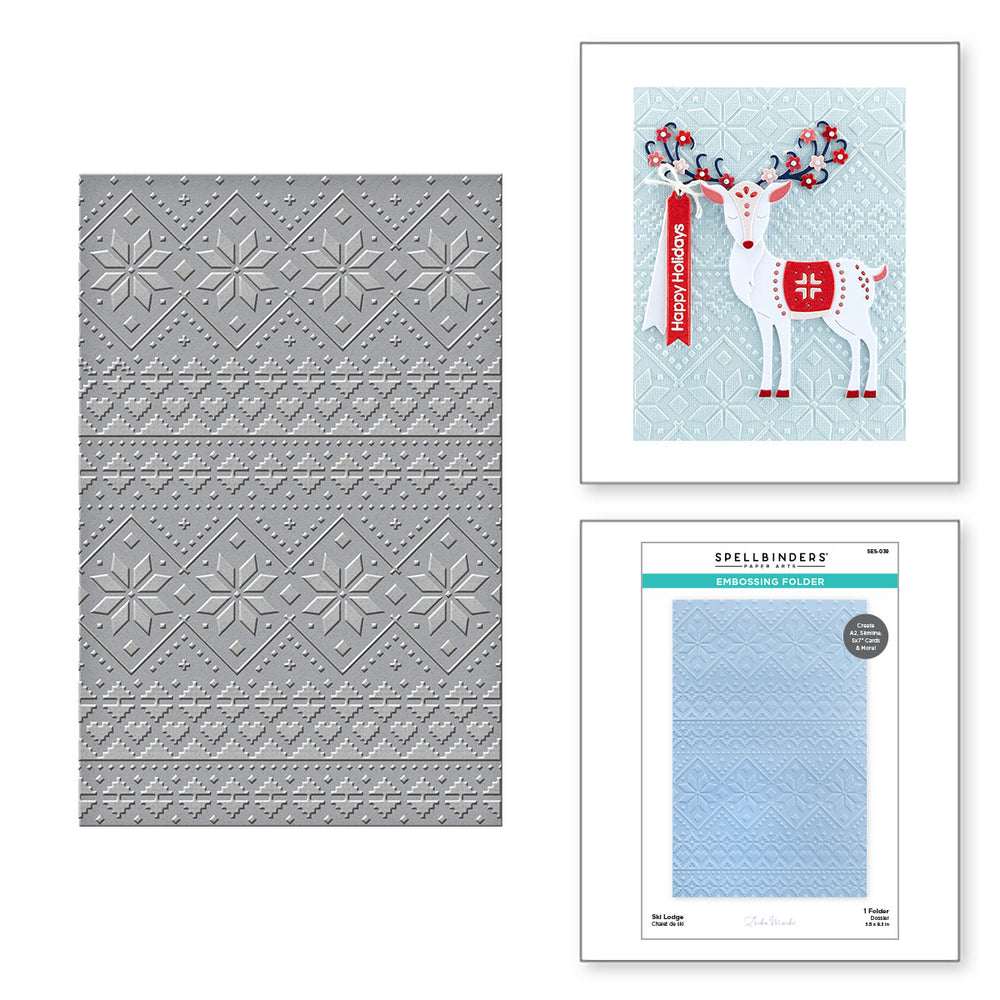 Ski Lodge Embossing Folder from the Winter Tales Collection by Zsoka Marko