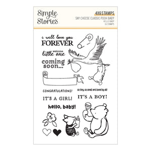Simple Stories Say Cheese Classic Pooh Baby Hello Baby Clear Stamp Set
