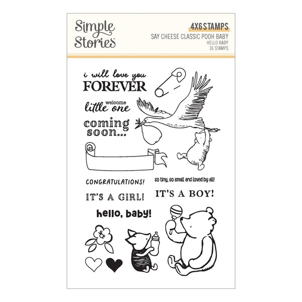 Simple Stories Say Cheese Classic Pooh Baby Hello Baby Clear Stamp Set