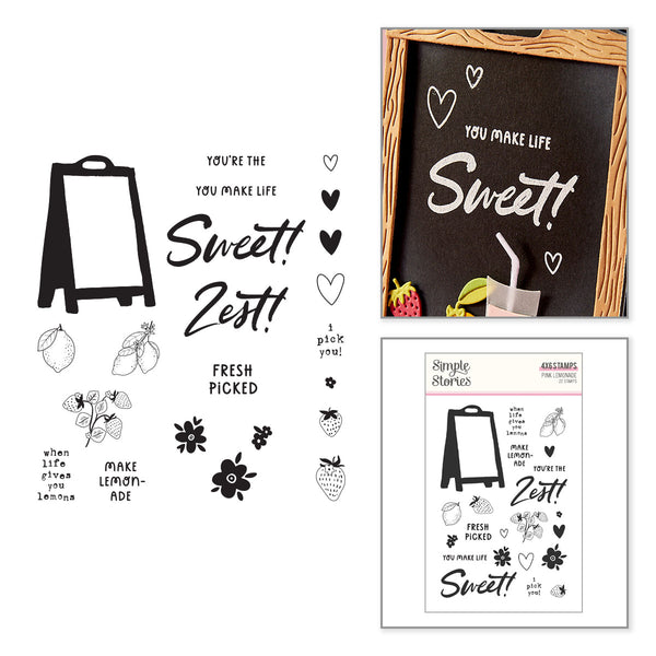 Simple Stories Pink Lemonade Clear Stamp Set