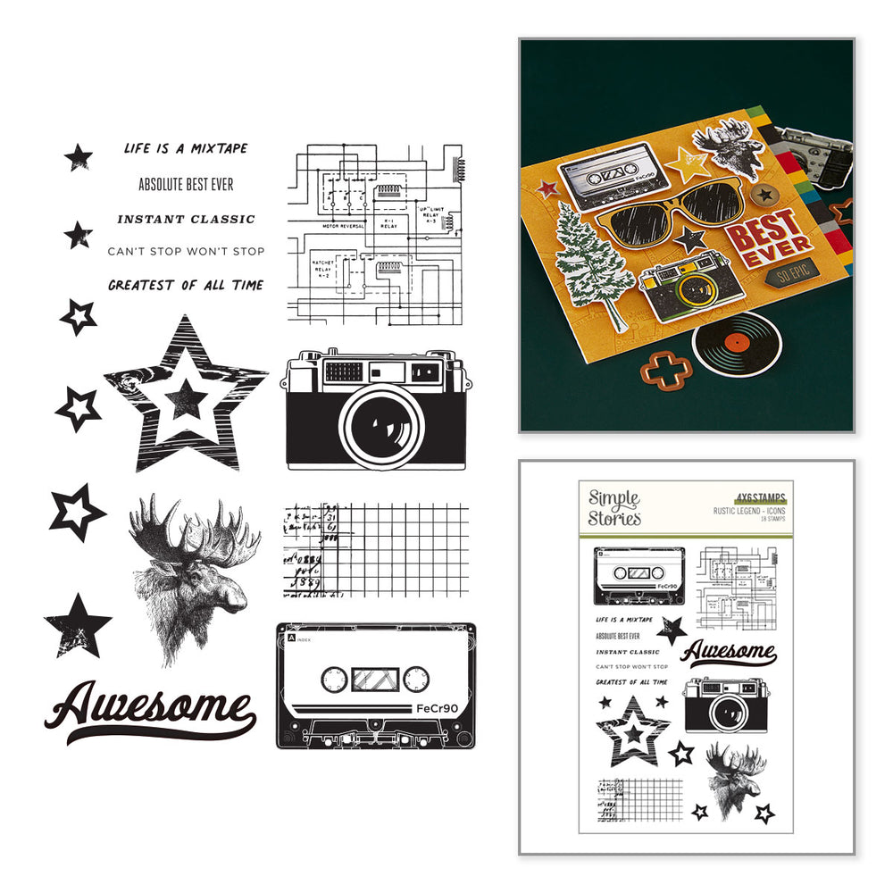 Simple Stories Rustic Legend Icons Clear Stamp Set