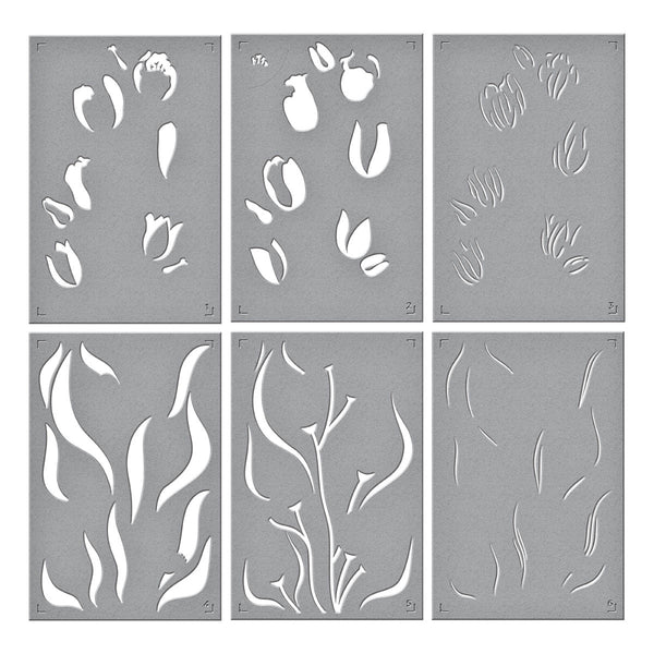 Layered Twirling Tulips Stencil from the Tulip Garden Collection by Simon Hurley