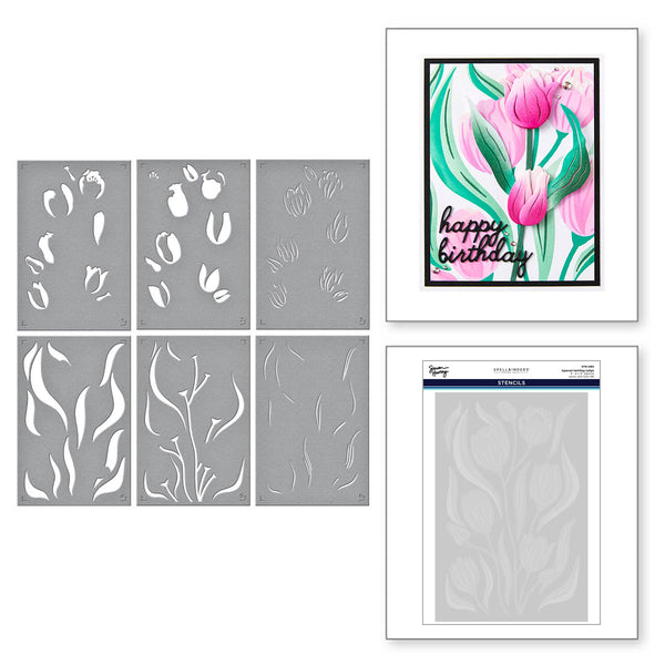 Layered Twirling Tulips Stencil from the Tulip Garden Collection by Simon Hurley