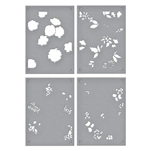 Winter Rose Background Press + Foil Plate and Stencil Bundle