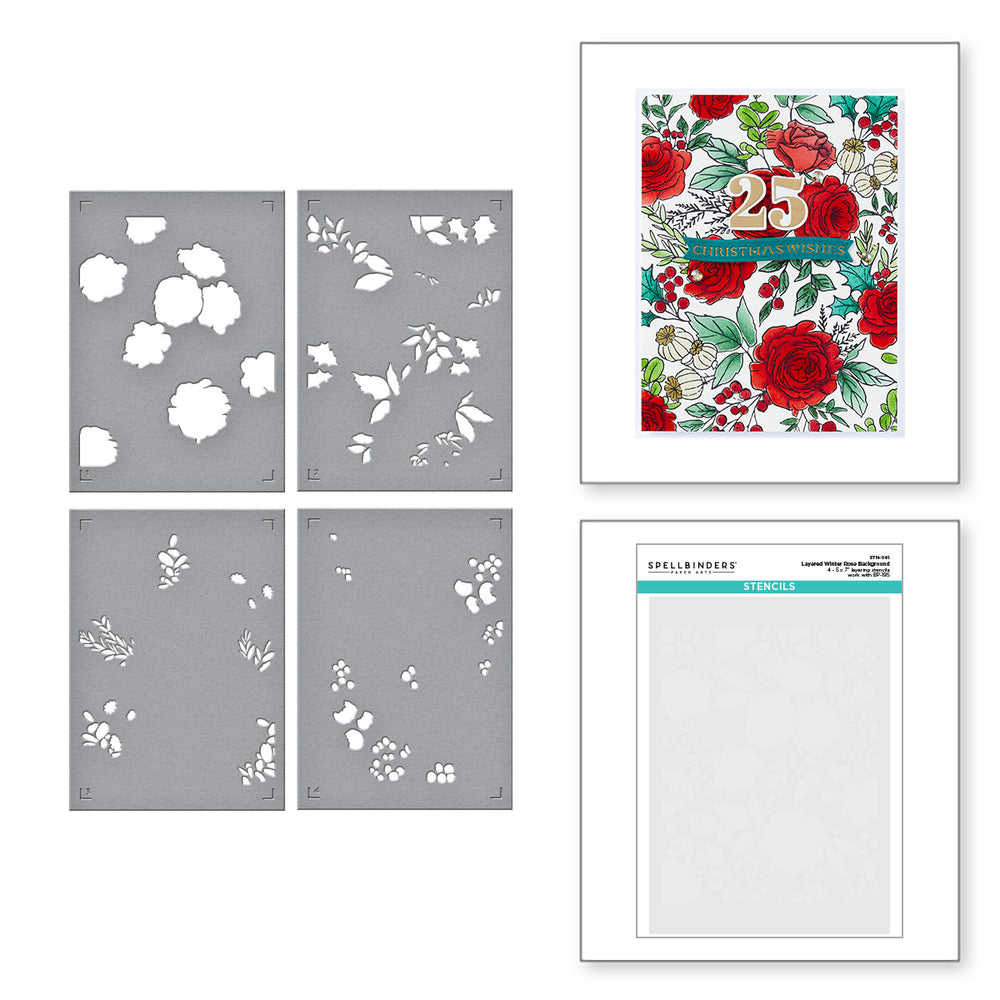 Winter Rose Background Stencil from the Handmade Holidays Collection
