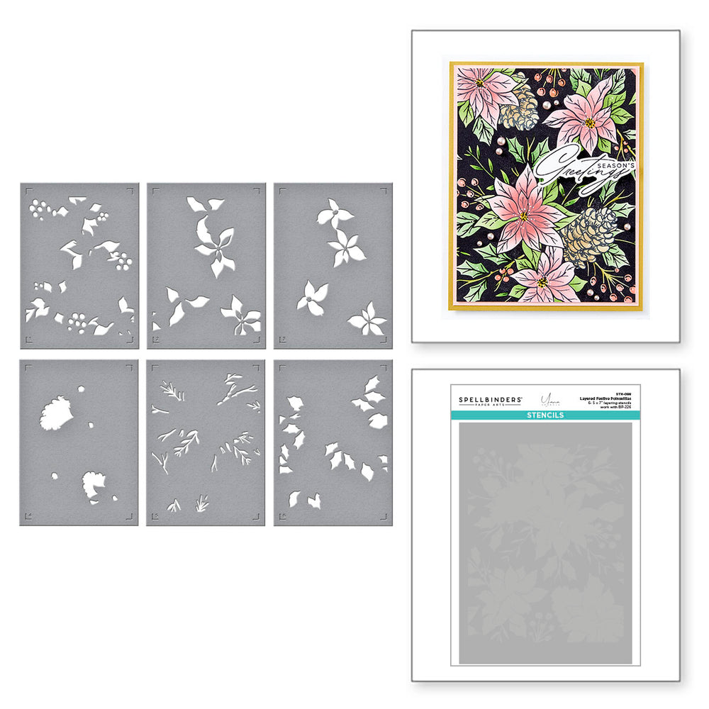 Festive Poinsettias Layering Stencil from the Amaryllis Christmas Collection by Yana Smakula
