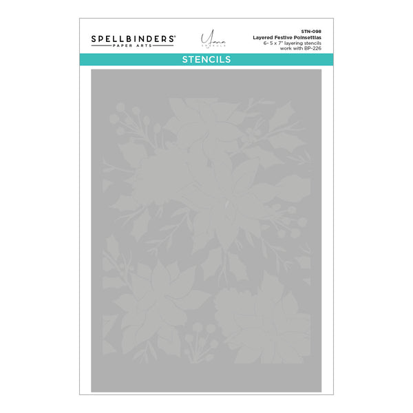 Festive Poinsettias Layering Stencil from the Amaryllis Christmas Collection by Yana Smakula
