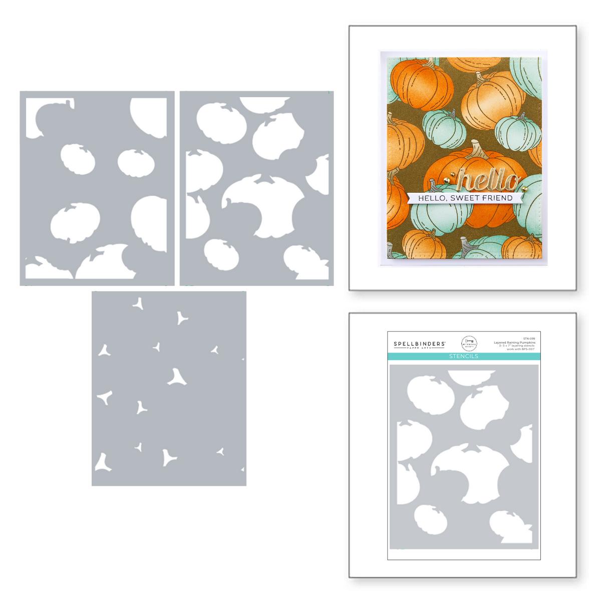 Layered Raining Pumpkins Stencils - BetterPress Society September 2024 Add-On