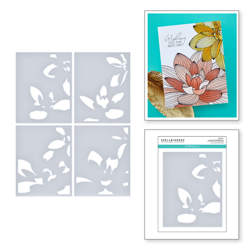 Layered Golden Bloom Stencil - BetterPress Society January 2026 Add-On
