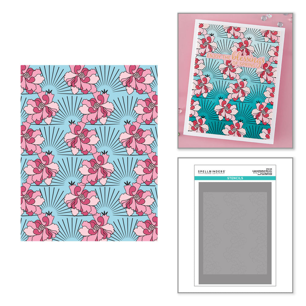 Layered Radiant Blooms Stencil - BetterPress Society February 2026 Add-On