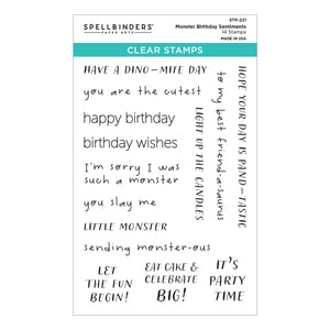Monster Birthday Sentiments Clear Stamp Set from the Monster Birthday Collection