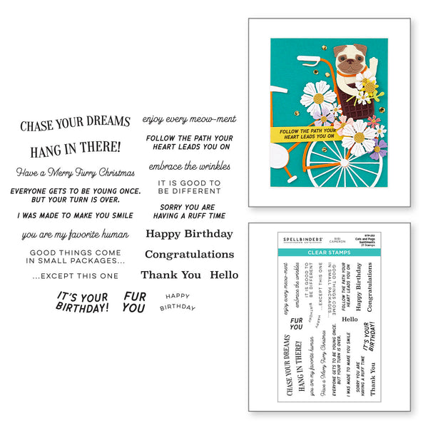Cats and Pugs Sentiments Clear Stamp Set by Bibi Cameron