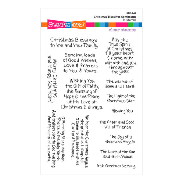 Christmas Blessings Sentiments Clear Stamp Set by Stampendous